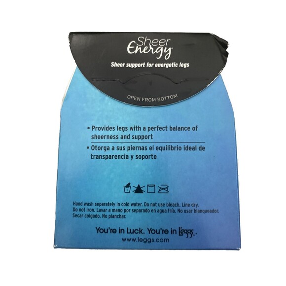L'eggs Sheer Energy - Size B Jet Black - Light Support Leg Control Top Pantyhose - Picture 3 of 5